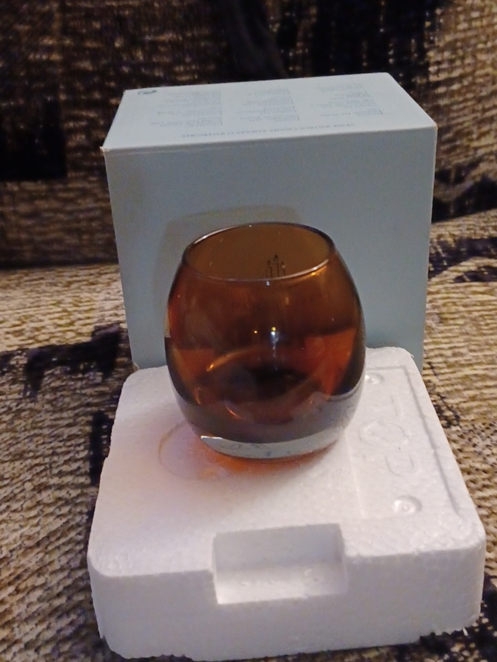 4/$40 New PartyLite Amber Brown Rounded Glass Candle Holder